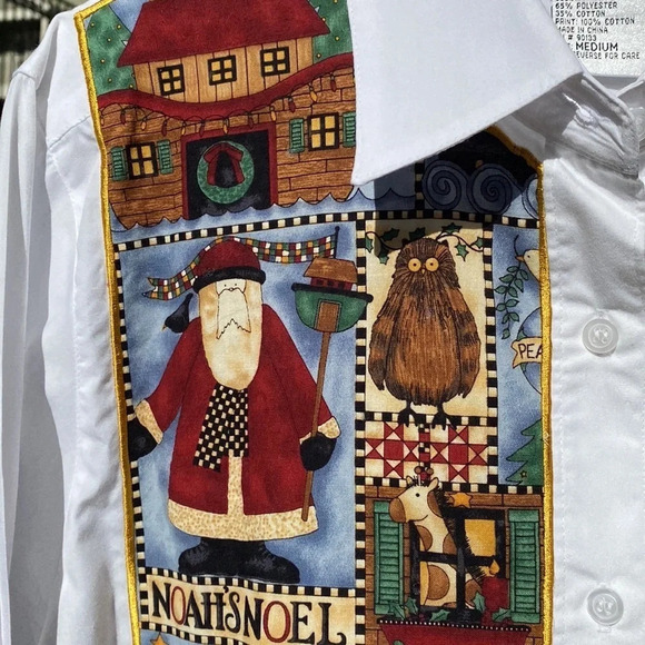 The Quacker Factory button down shirt/holiday/Noah’s Ark design size M - Picture 4 of 13